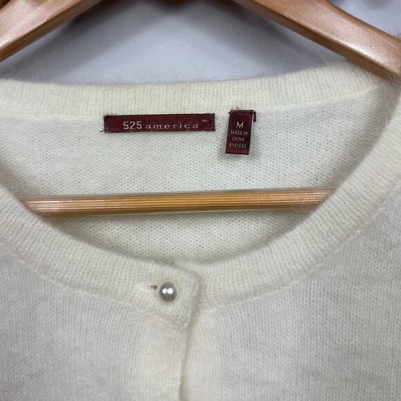 Vintage 525 America Angora Blend White Pearl Button Cardigan Size M - Picture 3 of 7